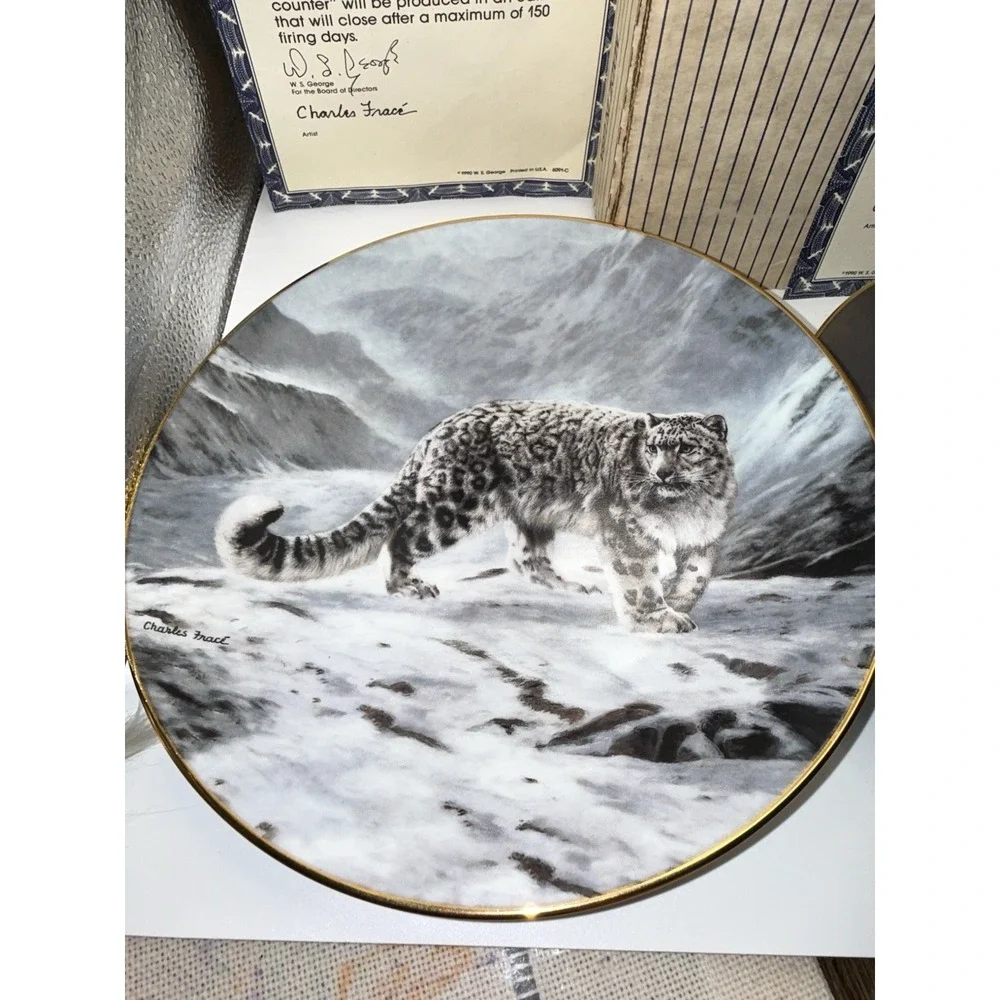 W.S. George Collector Plates 90s…Snow Leopard & Koala‎ Bear W/ COA & Box